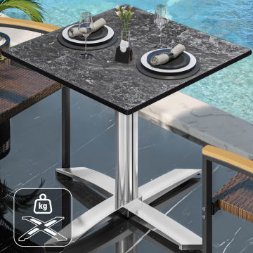 CPTG | Tavolo da bistrot | L:P:H 60 x 60 x 75 cm | Roccia / Alluminio | Peso aggiuntivo