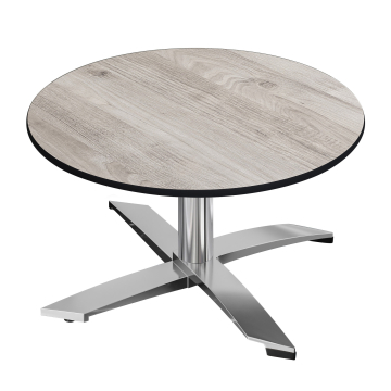 CPTG | Bistro Loungetisch | Ø:H 60 x 39 cm | Eiche-Weiß / Aluminium | Zusatzgewicht