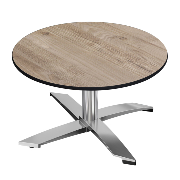 CPTG | Bistro Loungetisch | Ø:H 60 x 39 cm | Rustikal Eiche / Aluminium | Zusatzgewicht