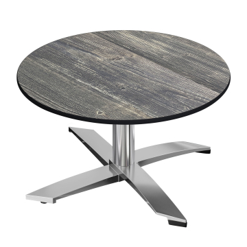 CPTG | Bistro Loungetisch | Ø:H 70 x 39 cm | Rustikal Kiefer / Aluminium | Zusatzgewicht