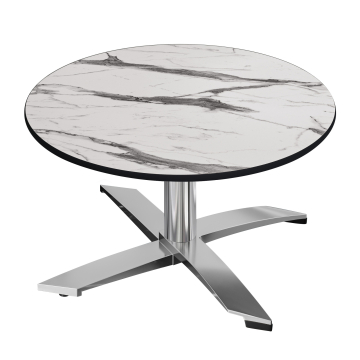 CPTG | Bistro Loungetisch | Ø:H 70 x 39 cm | Weiß Marmor / Aluminium | Zusatzgewicht