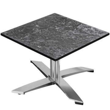 CPTG | Bistro Loungetisch | B:T:H 70 x 70 x 39 cm | Felsen / Aluminium | Klappbar/ Zusatzgewicht
