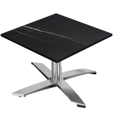 CPTG | Bistro salongbord | B:D:H 70 x 70 x 39 cm | Svart marmor / aluminium | Sammenleggbar/tilleggsvekt