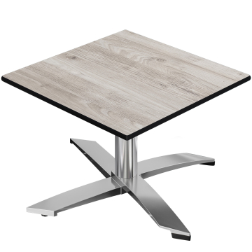 CPTG | Bistro Loungetisch | B:T:H 70 x 70 x 39 cm | Eiche-Weiß / Aluminium | Zusatzgewicht
