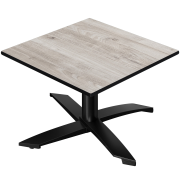 CPTG | Bistro Loungetisch | B:T:H 60 x 60 x 39 cm | Eiche-Weiß / Aluminium Schwarz | Zusatzgewicht