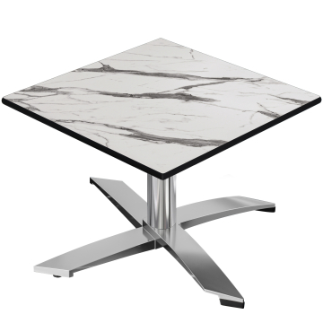 CPTG | Bistro Loungetisch | B:T:H 60 x 60 x 39 cm | Weiß Marmor / Aluminium | Zusatzgewicht