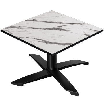 CPTG | Bistro Loungetisch | B:T:H 70 x 70 x 39 cm | Weiß Marmor / Aluminium Schwarz | Zusatzgewicht