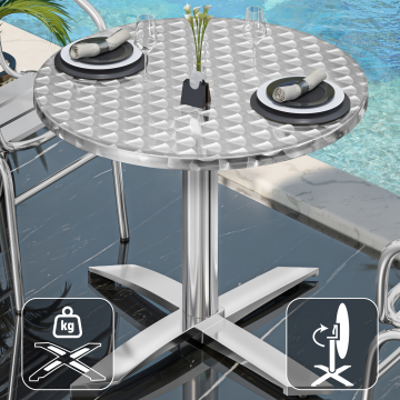 CT | Aluminium Bistro Tisch | Ø:H 60 x 75 cm | Rund | Klappbar + Zusatzgewicht