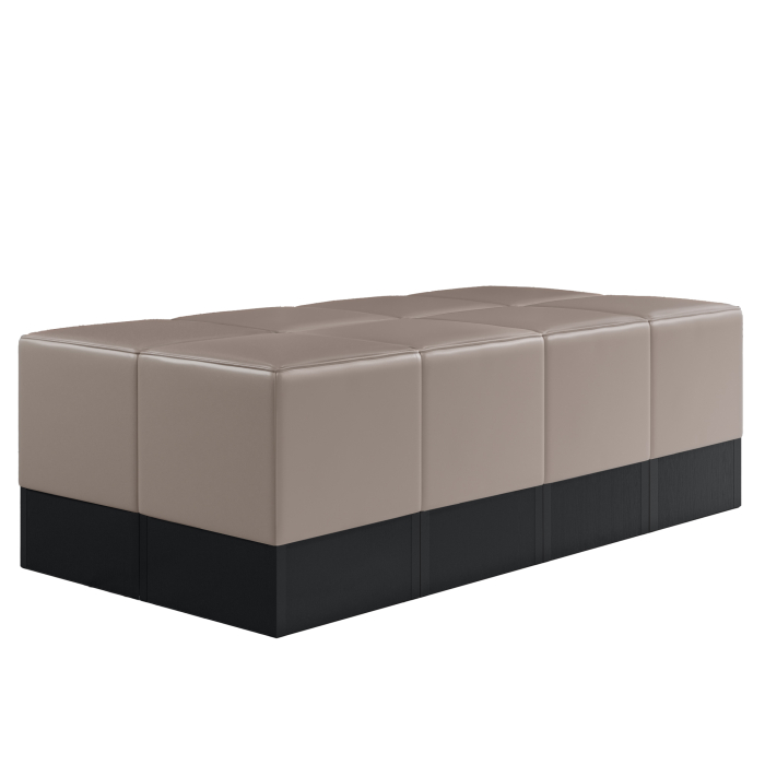 CUBO | Set de pouf carré | Taupe | Cuir