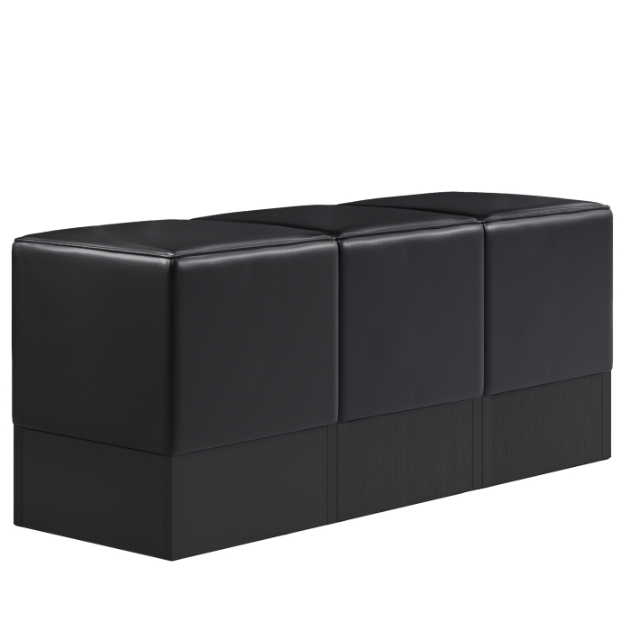 CUBO | Firkantet puff sett | Svart | lær