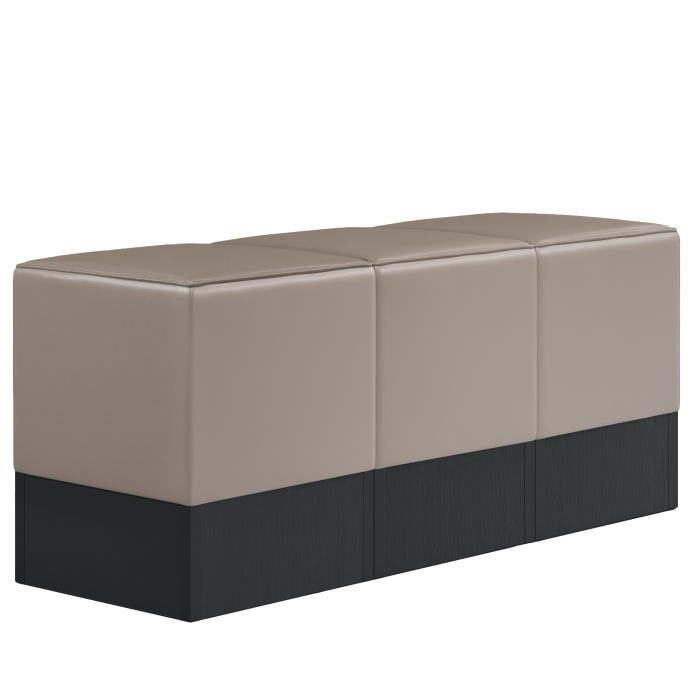 CUBO | Firkantet puff sett | taupe | lær
