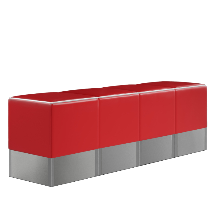 CUBO | Bistro Hockerbank | Rot | Leder