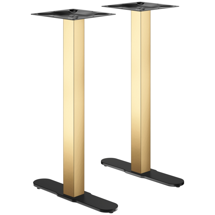CURVED | Bistro Doppel Stehtischgestell | Gold/Schwarz | Höhe: 104 cm | Säule: 6 x 6 cm | Fuß: L 58 cm