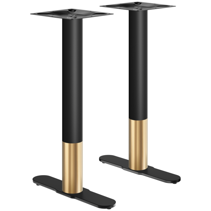CURVED | Bistro Doppel Stehtischgestell | Gold/Schwarz | Höhe: 104 cm | Säule: Ø 7,6 cm | Fuß: L 58 cm