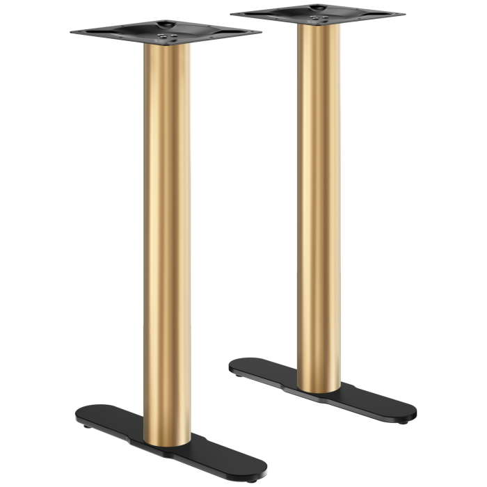 CURVED | Bistro Doppel Stehtischgestell | Gold/Schwarz | Höhe: 104 cm | Säule: Ø 7,6 cm | Fuß: L 58 cm