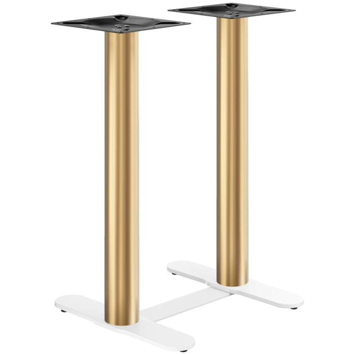 CURVED | Bistro Doppel Stehtischgestell | Gold/Weiß | Höhe: 104 cm | Säule: Ø 7,6 cm | Fuß: L 58 cm | + Verbinder