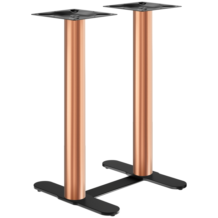 CURVED | Bistro Doppel Stehtischgestell | Kupfer/Schwarz | Höhe: 104 cm | Säule: Ø 7,6 cm | Fuß: L 58 cm | + Verbinder