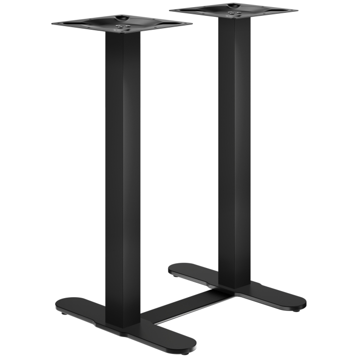 CURVED | Bistro Doppel Stehtischgestell | Schwarz | Höhe: 104 cm | Säule: 8 x 8 cm | Fuß: L 58 cm | + Verbinder