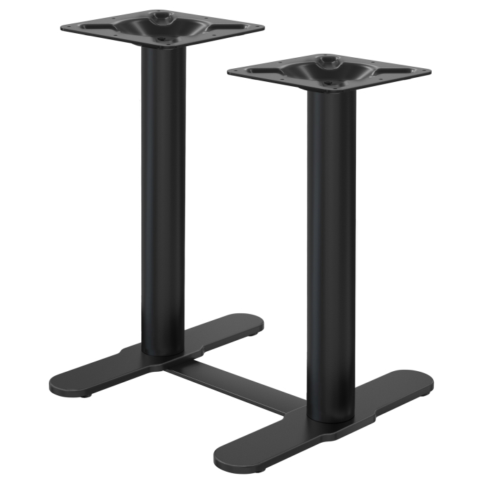 CURVED | Bistro Doppel Stehtischgestell | Schwarz | Höhe: 104 cm | Säule: Ø 9,5 cm | Fuß: L 58 cm | + Verbinder