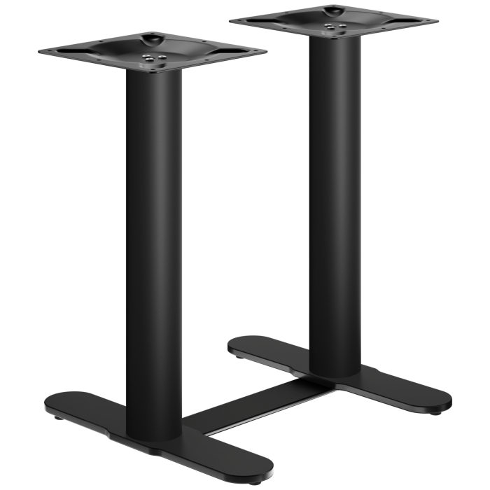 CURVED | Bistro Doppel Tischgestell | Schwarz | Höhe: 73 cm | Säule: Ø 9,5 cm | Fuß: L 58 cm | + Verbinder