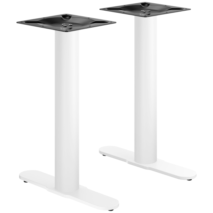CURVED | Bistro Doppel Tischgestell | Weiß | Höhe: 71 cm | Säule: Ø 7,6 cm | Fuß: L 58 cm
