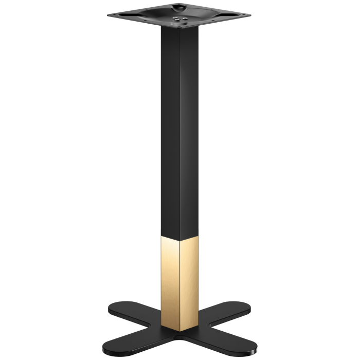 CURVED | Bistro Stehtischgestell | Gold/Schwarz | Höhe: 104 cm | Säule: 6 x 6 cm | Fuß: Ø 58  cm