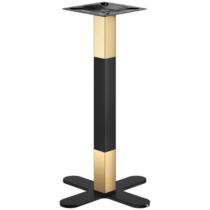 CURVED | Bistro Stehtischgestell | Gold/Schwarz | Höhe: 104 cm | Säule: 8 x 8 cm | Fuß: Ø 58  cm