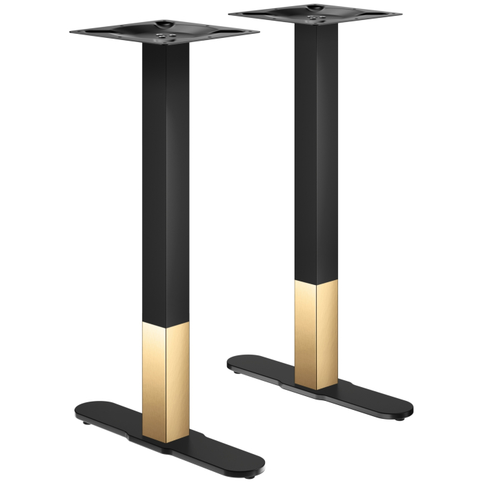 CURVED | Struttura per tavolo doppio da bistrot | Oro/Nero | Altezza: 104 cm | Colonna: 6 x 6 cm | Base: L 58 cm