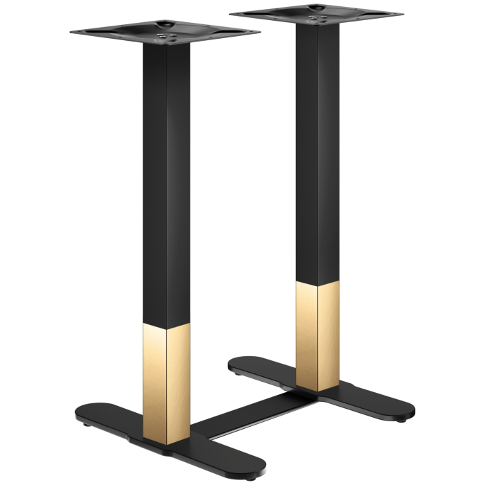 Curved | Bistro Table Frame | Bistro Double Standing Table Frame | Gold/Black | Height: 104 cm | Column: 6 x 6 cm | Base: L 58 cm | + Connector