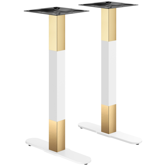 CURVED | Bistro Double Standing Table Frame | Gold/White | Height: 104 cm | Column: 6 x 6 cm | Base: L 58 cm