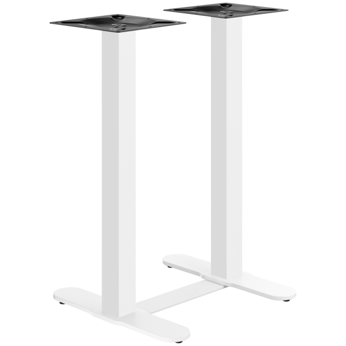 Curvo | Struttura per tavolo da bistrot | Struttura per tavolo doppio da bistrot | Bianco | Altezza: 104 cm | Colonna: 8 x 8 cm | Base: L 58 cm | + Connettore