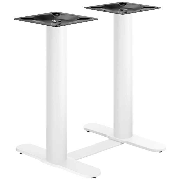 Kaareva | Bistropöydän runko | Bistropöydän kaksoisrunko | Valkoinen | Korkeus: 73 cm | Pylväs: Ø 9,5 cm | Jalusta: P 58 cm | + Liitin