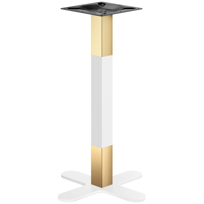 Curvo | Struttura per tavolo da bistrot | Struttura per tavolo da bar da bistrot | Oro/Bianco | Altezza: 104 cm | Colonna: 6 x 6 cm | Base: Ø 58 cm