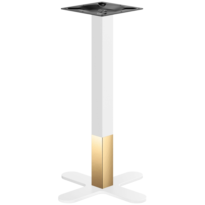 CURVED | Bistro Standing Table Frame | Gold/White | Height: 104 cm | Column: 6 x 6 cm | Base: Ø 58 cm