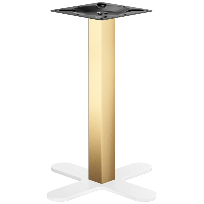 CURVED | Bistro Tischgestell | Gold/Weiß | Höhe: 71 cm | Säule: 6 x 6 cm | Fuß: Ø 58  cm