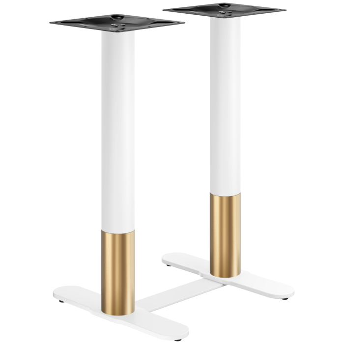 Curved | Bistro Table Frame | Bistro Double Standing Table Frame | Gold/White | Height: 104 cm | Column: Ø 7.6 cm | Base: L 58 cm | + Connector