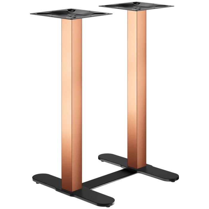 CURVED | Bistro Doppel Stehtischgestell | Kupfer/Schwarz | Höhe: 104 cm | Säule: 8 x 8 cm | Fuß: L 58 cm | + Verbinder