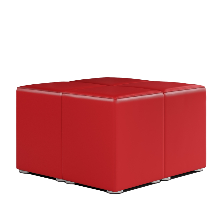 CUBO FULL | Juego de puff cubo | Rojo | Cuero