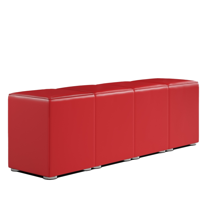 CUBO FULL | Set de pouf carré | Rouge | Cuir