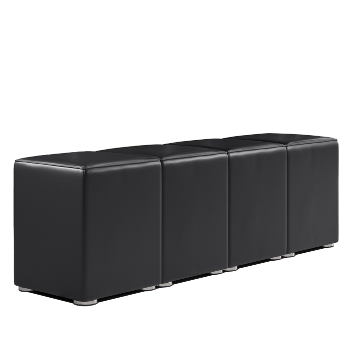 CUBO FULL | Kub fotpall set | Svart | Läder