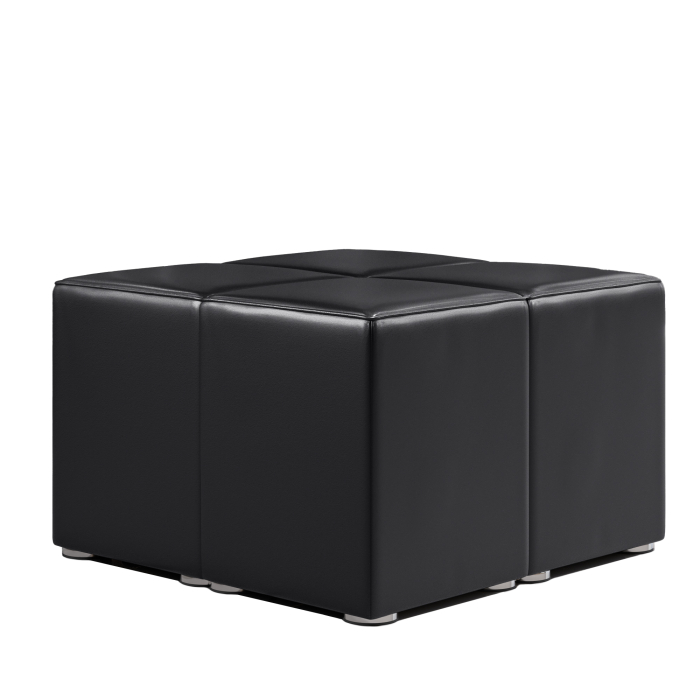 CUBO FULL | Horeca Poef Set | Zwart | Leer