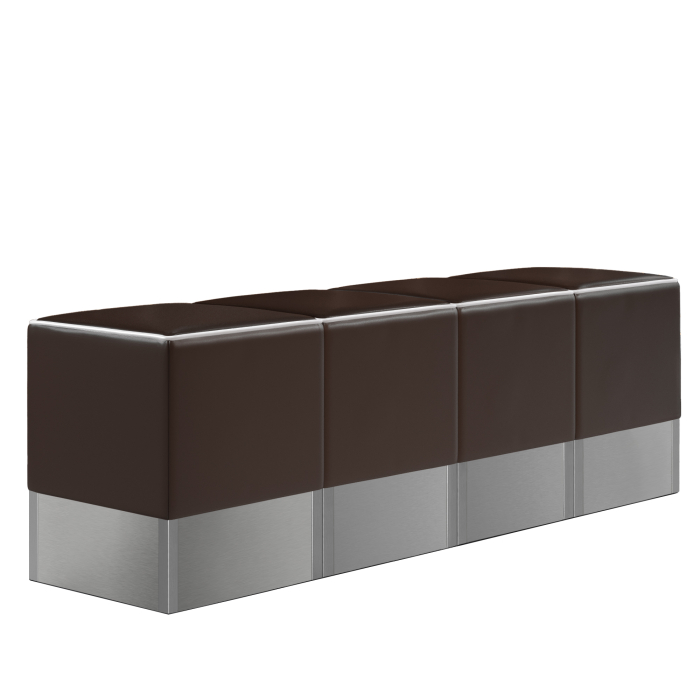 CUBO | Set de pouf carré | Marron | Cuir