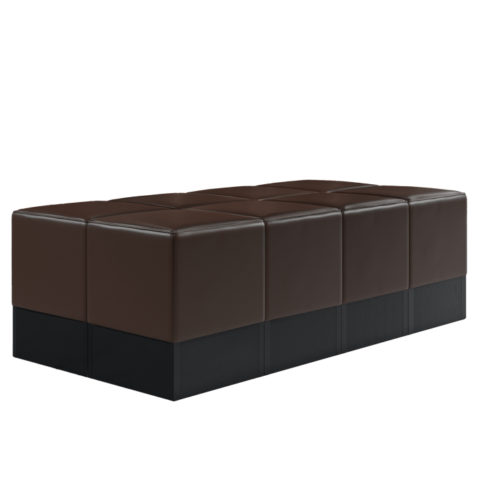 CUBO | Set de pouf carré | Marron | Cuir