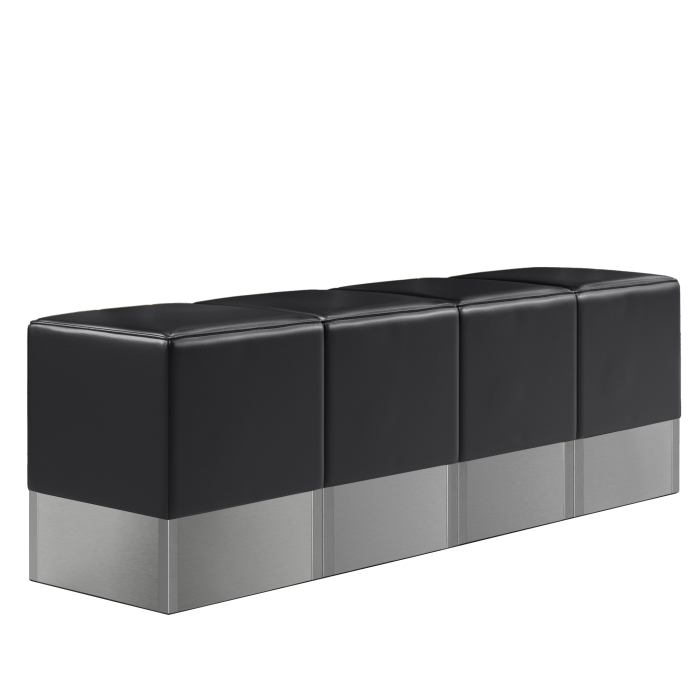 CUBO | Set de pouf carré | Noir | Cuir