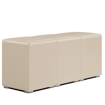 CUBO FULL | Set de pouf carré | Crème | Cuir