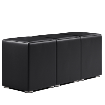 CUBO FULL | Set de pouf carré | Noir | Cuir
