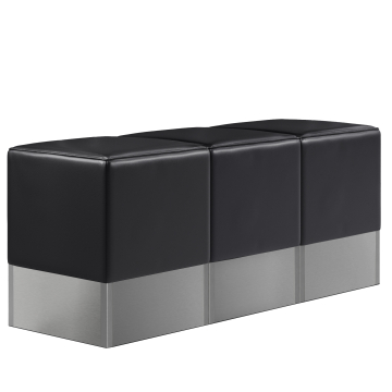 CUBO | Juego de puff cubo | Negro | Cuero