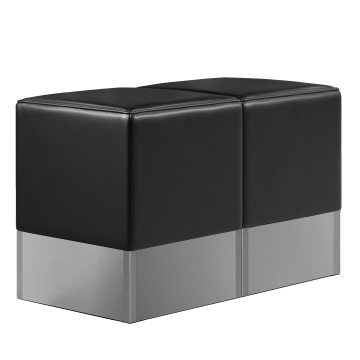 CUBO | Set de pouf carré | Noir | Cuir