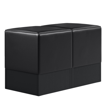 CUBO | Set de pouf carré | Noir | Cuir