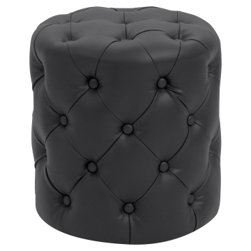 CUBO | Bistro Sitzwürfel | Schwarz | Leder | Chesterfield | Ø 42 cm